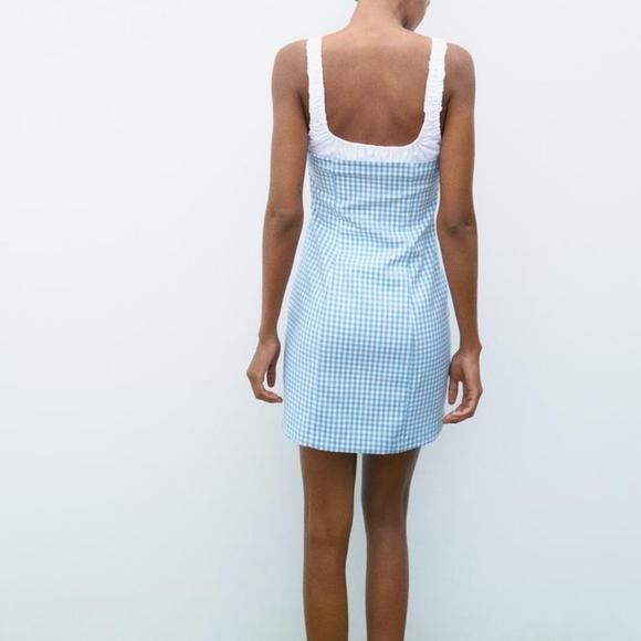 ZARA COMBINATION GINGHAM DRESS - Picture 4 of 9
